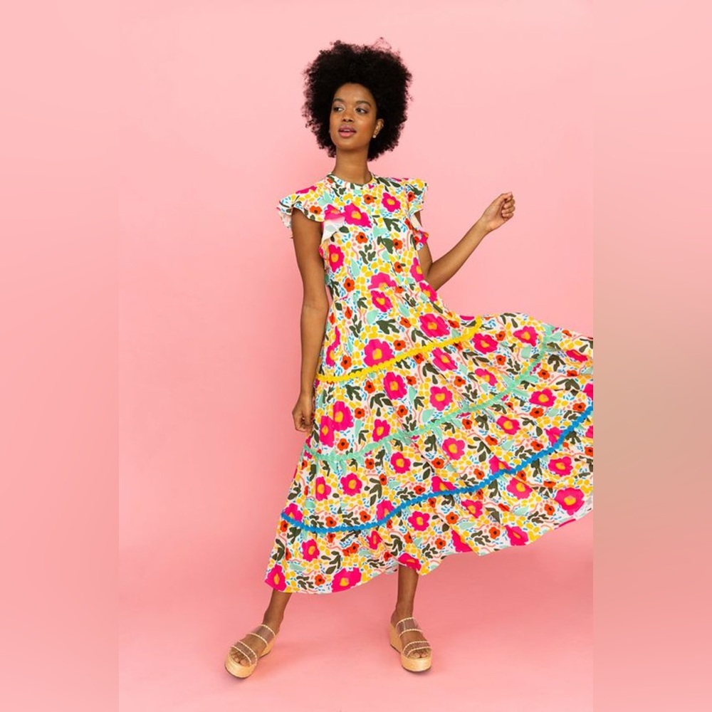 Crosby by Mollie Burch Floral Ruffle Maxi Dress